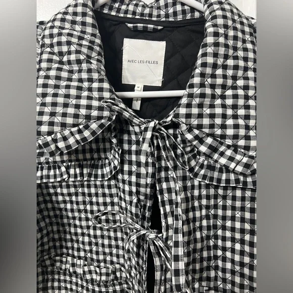 Black and White Checkered Women's Jacket Avec les Filles NWT - Picture 3 of 7